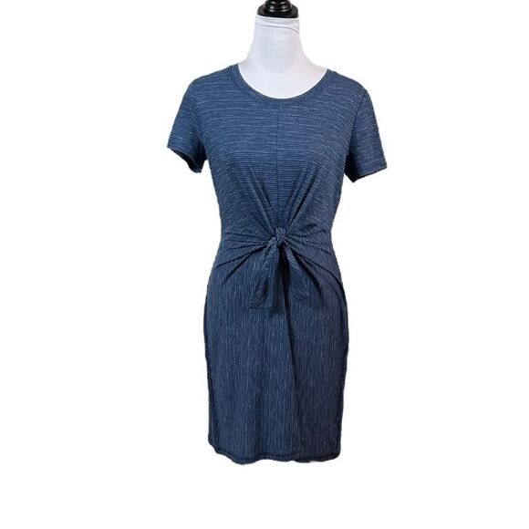 NWT Talbots Women’s Tie Front Short Sleeve T-Shirt Dress, Alameda Stripe, Size S - Picture 3 of 9